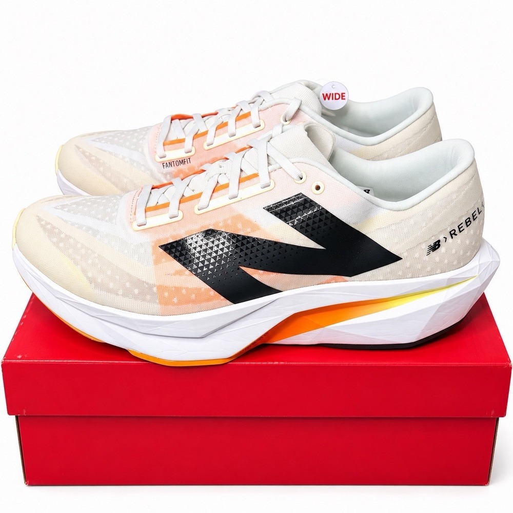 New Balance FuelCell Rebel V5 White Angora MFCXCN4 Men's Size 14 2E Running Shoe